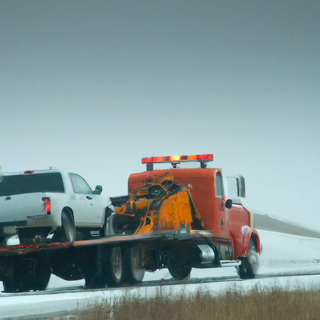 Tow truck arriving to assist stranded driver.